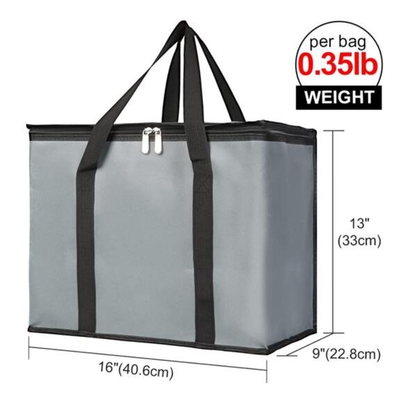 2Pack Insulated Reusable Grocery Bag with Zippered Top,X-Large Frozen Foods Cold - Picture 2 of 7